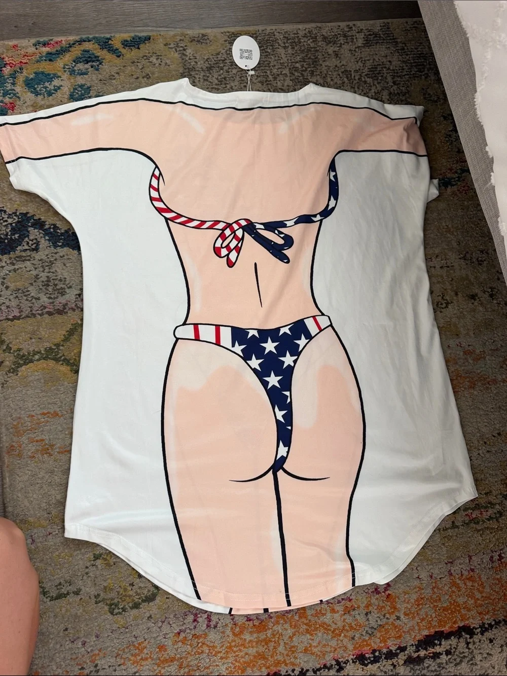 White Women’s Swim Cover-Up Tunic with Americana Graphic